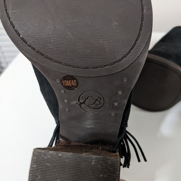 Lucky Brand Suede Fringe Block Heel Sandals - Picture 4 of 5